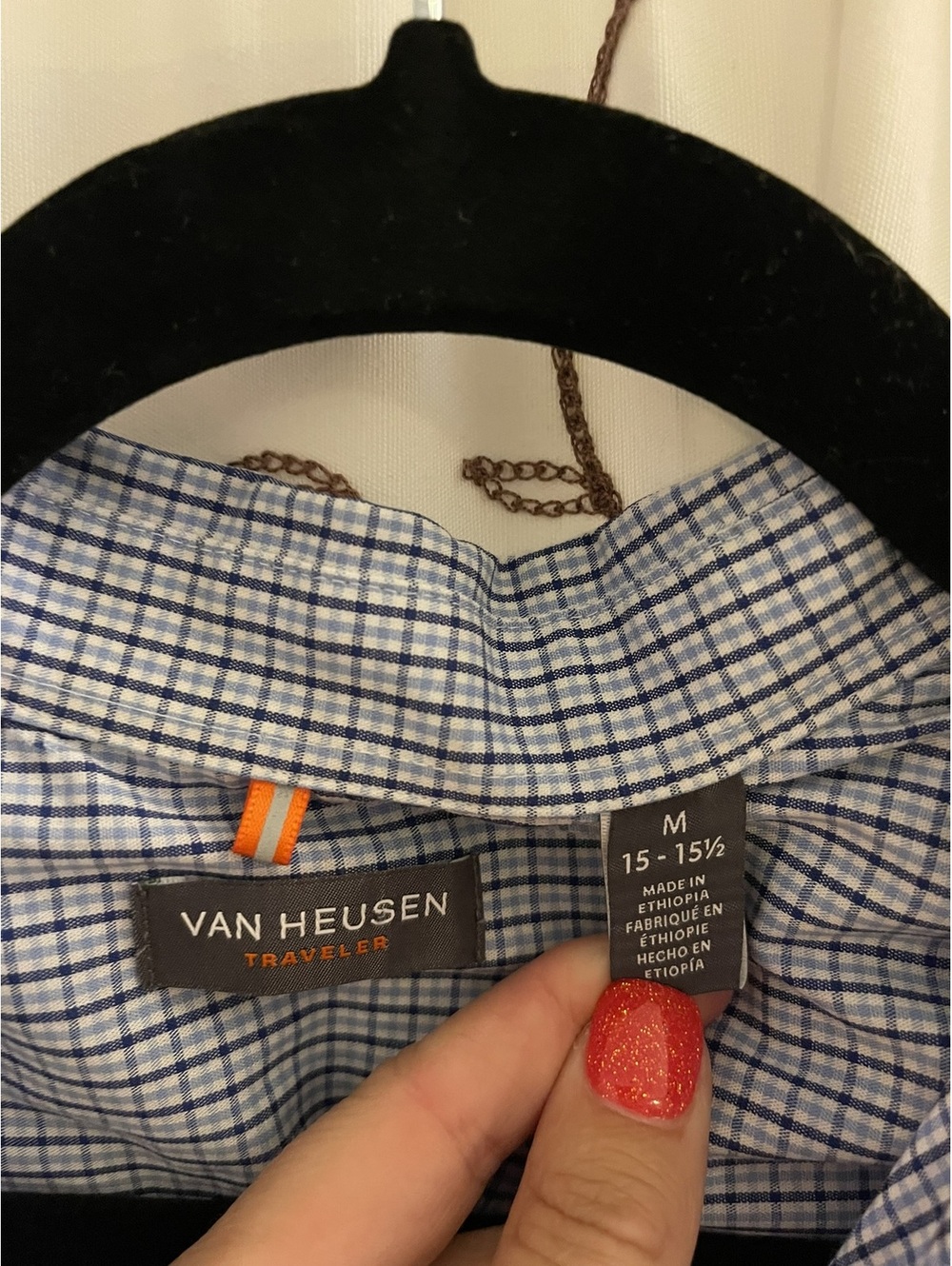 LIKE NEW | Van Heusen | M | Mens Blue Check Long Sleeve Shirt - Picture 3 of 10